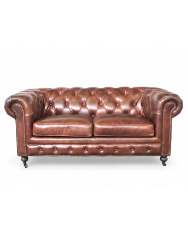 Canapé Chesterfield Cuir Marron 2 places "Lancelot"