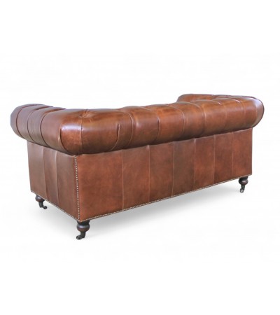 Canapé Chesterfield Cuir Marron 2 places "Lancelot"