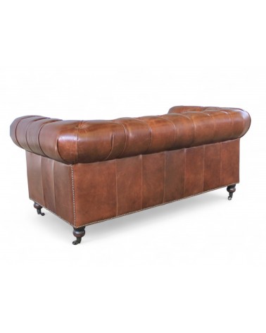 Canapé Chesterfield Cuir Marron 2 places "Lancelot"
