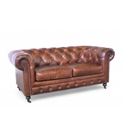 Canapé Chesterfield Cuir Marron 2 places "Lancelot"