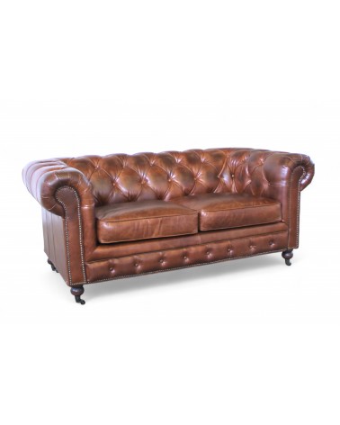 Canapé Chesterfield Cuir Marron 2 places "Lancelot"