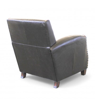 Fauteuil club en cuir noir "Henri"