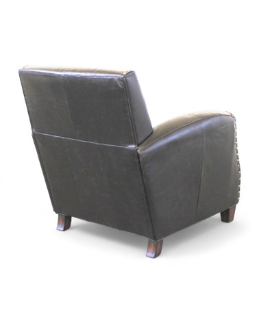 Fauteuil club en cuir noir "Henri"
