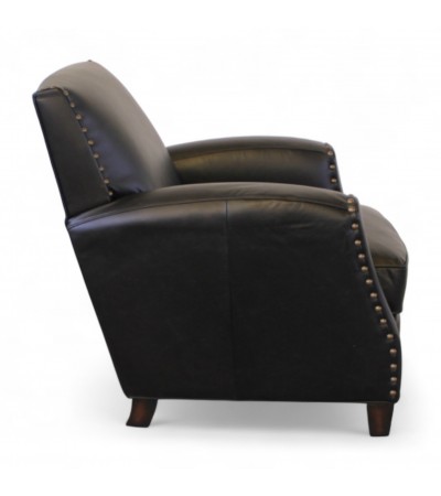 Fauteuil club en cuir noir "Henri"