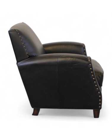 Fauteuil club en cuir noir "Henri"