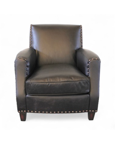 Fauteuil club en cuir noir "Henri"