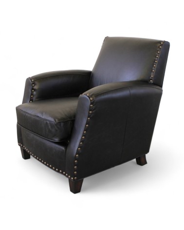 Fauteuil club en cuir noir "Henri"