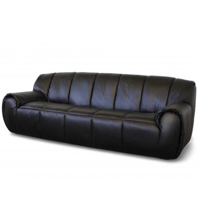 komfortables Sofa aus schwarzem Vintage-Leder "Poppy"