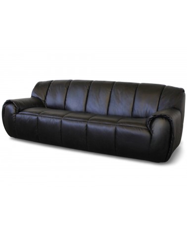 komfortables Sofa aus schwarzem Vintage-Leder "Poppy"