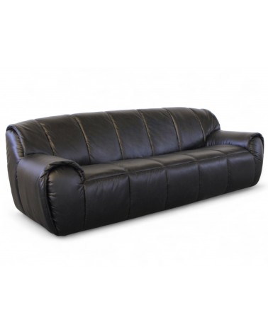 komfortables Sofa aus schwarzem Vintage-Leder "Poppy"