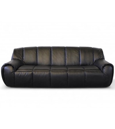 komfortables Sofa aus schwarzem Vintage-Leder "Poppy"