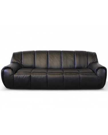 komfortables Sofa aus schwarzem Vintage-Leder "Poppy"