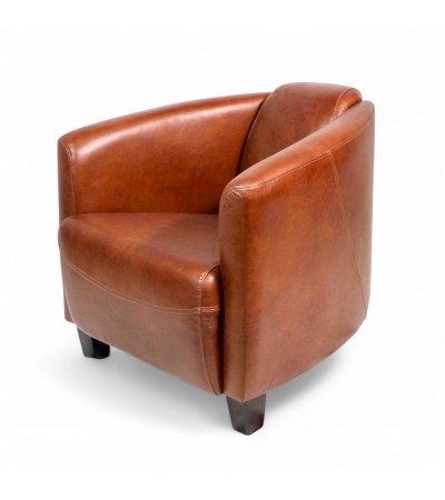 Fauteuil Club Cuir Vintage Marron "Billy"