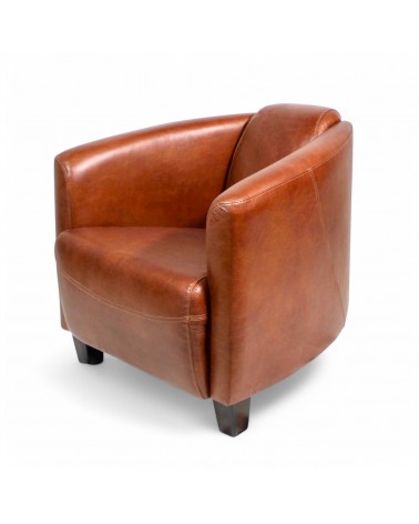 Fauteuil Club Cuir Vintage Marron "Billy"