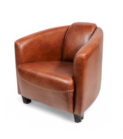Fauteuil Club Cuir Vintage Marron "Billy"