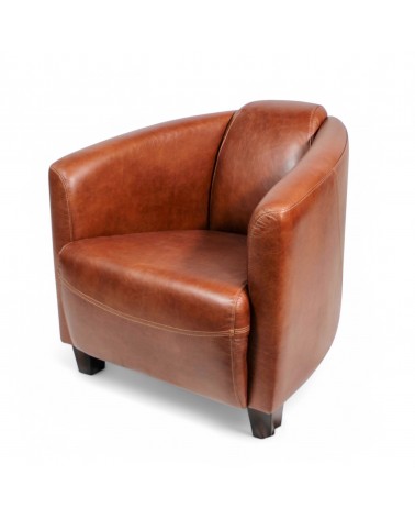 Fauteuil Club Cuir Vintage Marron "Billy"