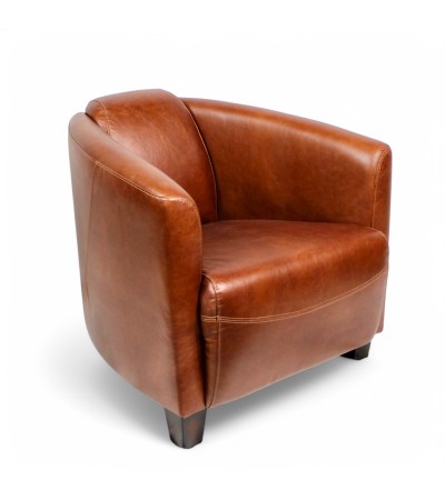 Fauteuil Club Cuir Vintage Marron "Billy"