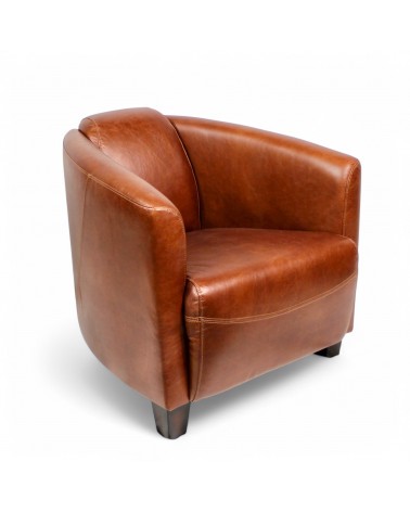 Fauteuil Club Cuir Vintage Marron "Billy"