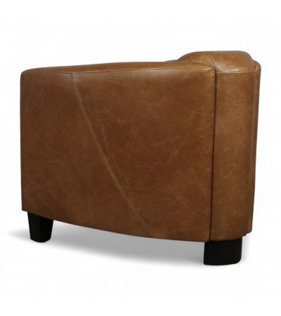 Fauteuil club cuir marron camel vintage - collection Billy