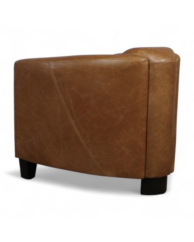 Fauteuil club cuir marron camel vintage - collection Billy