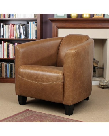 Klubsessel Vintage Leder braun Kamel - Kollektion Billy
