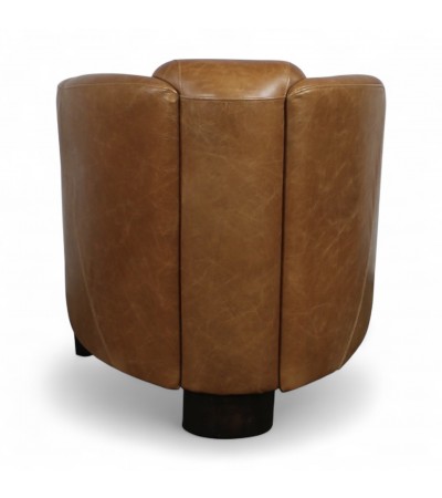 Fauteuil club cuir marron camel vintage - collection Billy