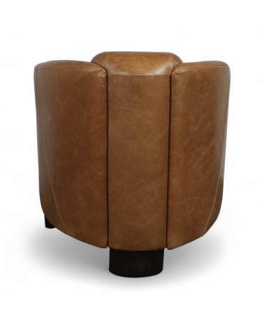 Fauteuil club cuir marron camel vintage - collection Billy