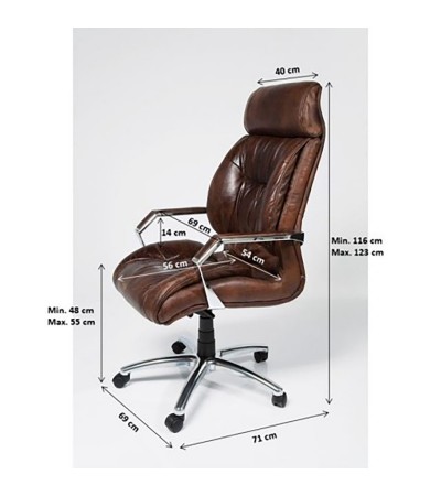 Fauteuil de bureau en cuir patiné marron "Wyatt"