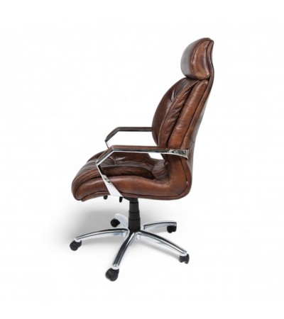 Fauteuil de bureau en cuir patiné marron "Wyatt"