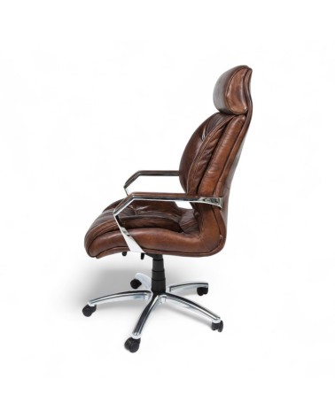 Fauteuil de bureau en cuir patiné marron "Wyatt"