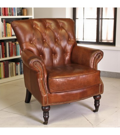 Fauteuil Cuir Vintage Marron "Winston"