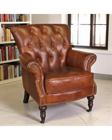 Fauteuil Cuir Vintage Marron "Winston"