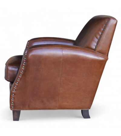 Set aus 2 Clubsesseln aus braunem Leder mit Patina – Kollektion Henri