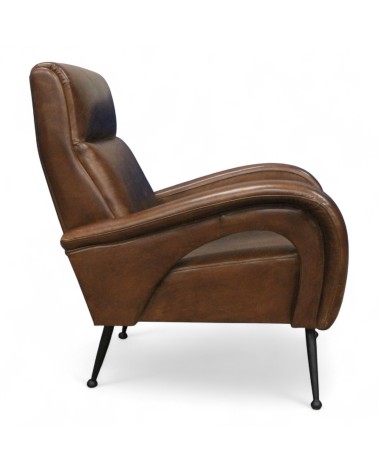 Lot de 2 fauteuils cuir marron design -modèle Ritchie