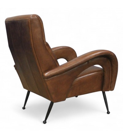 Lot de 2 fauteuils cuir marron design -modèle Ritchie