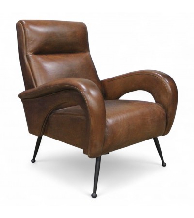 Set aus 2 braunen Design-Ledersesseln – Modell Ritchie