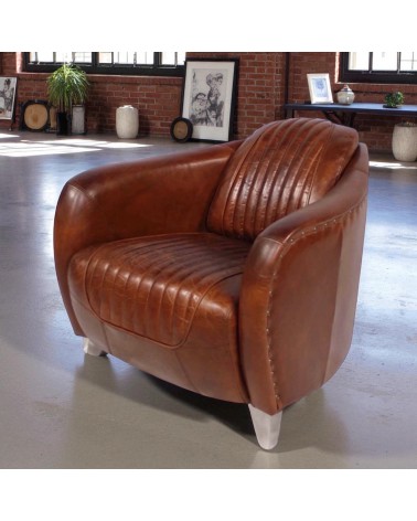 Set aus 2 Club-Sesseln aus braunem Vintage-Leder – Kollektion Stanley