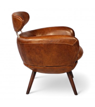 Fauteuil cuir vintage marron - modèle Janis
