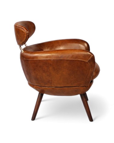 Fauteuil cuir vintage marron - modèle Janis