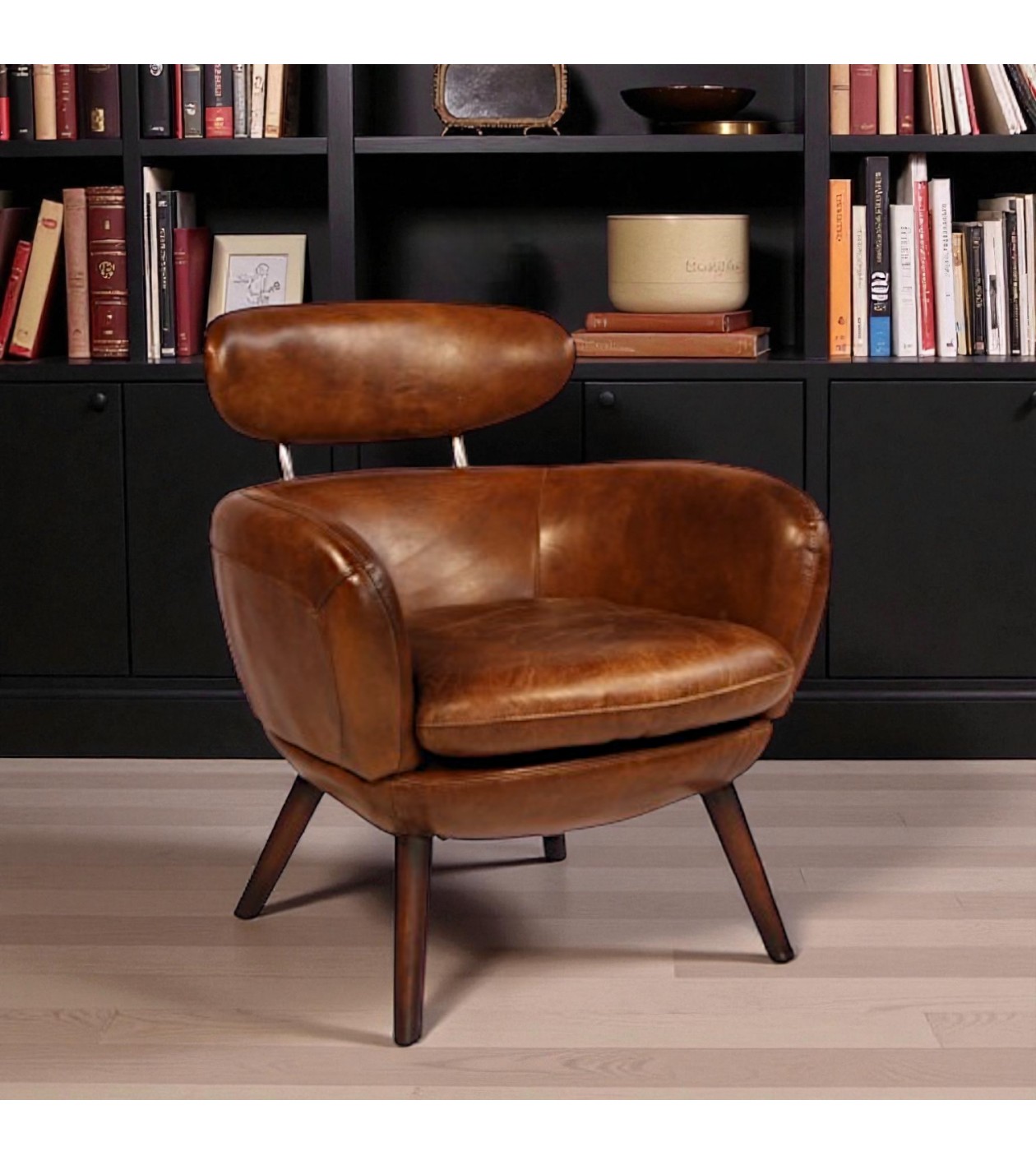 Braun vintage Ledersessel - Modell Janis