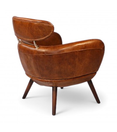 Fauteuil cuir vintage marron - modèle Janis