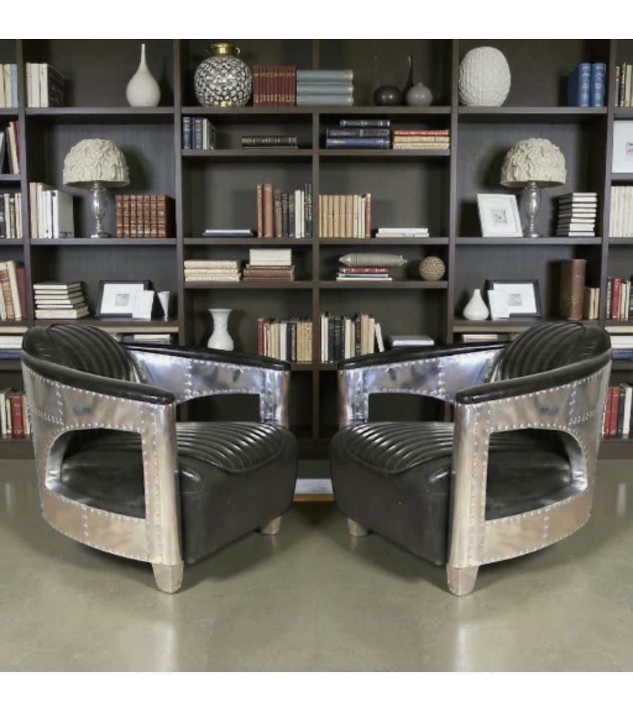 2 x Aviator Sessel schwarze vintage Leder - Kollektion Byrd