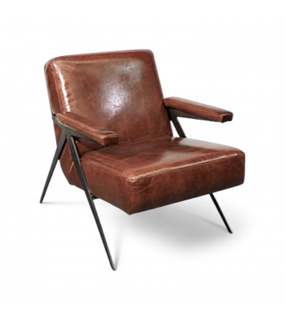 Clubsessel aus braunem Leder 50er Jahre Design - Modell Max