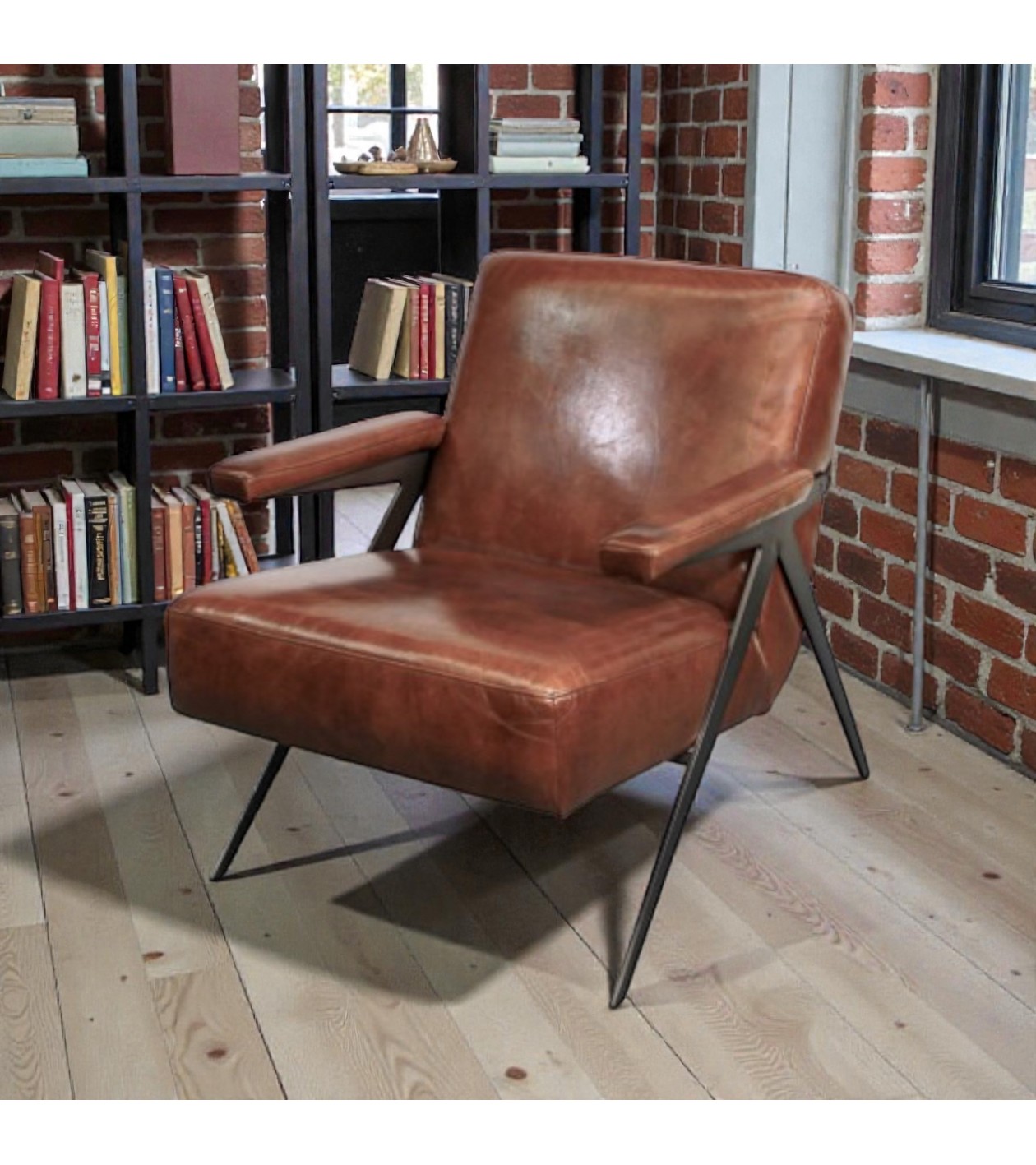 Clubsessel aus braunem Leder 50er Jahre Design - Modell Max