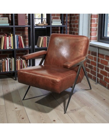 Clubsessel aus braunem Leder 50er Jahre Design - Modell Max