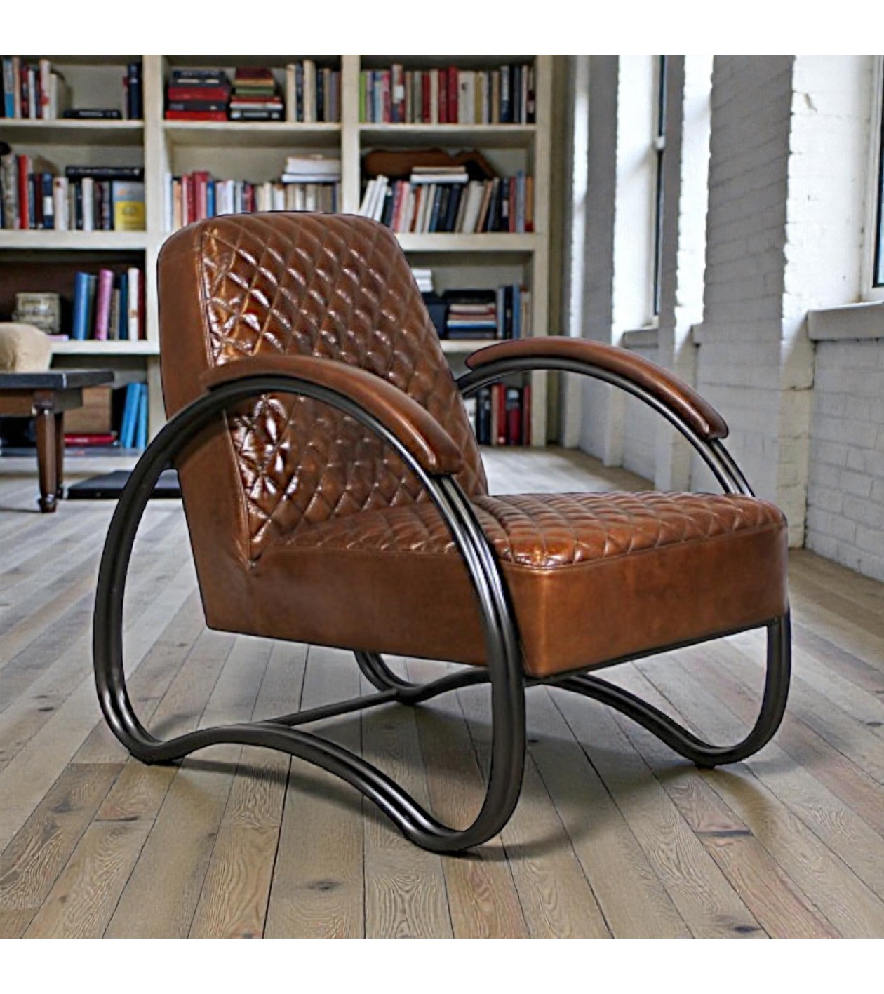 Patinierter brauner Ledersessel - Modell Taylor