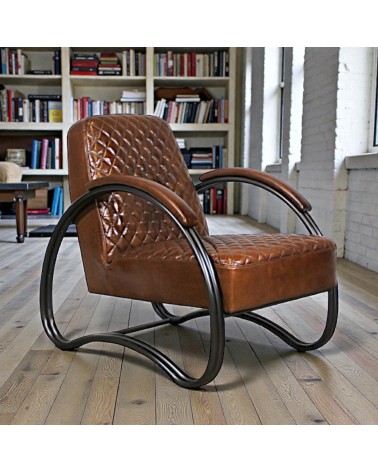 Patinierter brauner Ledersessel - Modell Taylor