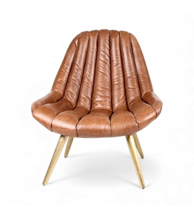 Vintage cognacbrauner Ledersessel im Stil der 70er Jahre - Modell Pete