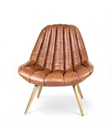 Vintage cognacbrauner Ledersessel im Stil der 70er Jahre - Modell Pete