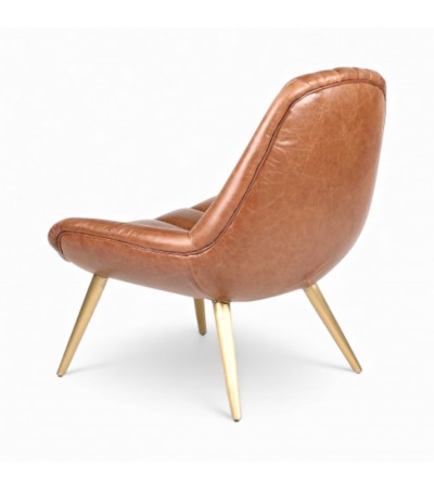 Vintage cognacbrauner Ledersessel im Stil der 70er Jahre - Modell Pete